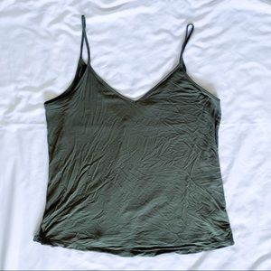 Forever 21 S Olive V Neck Tank Top W/ Low Back